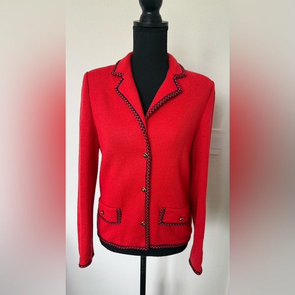 BONWIT TELLER by Venice vintage 1970s red knit jacket/sweater like new - Picture 1 of 15